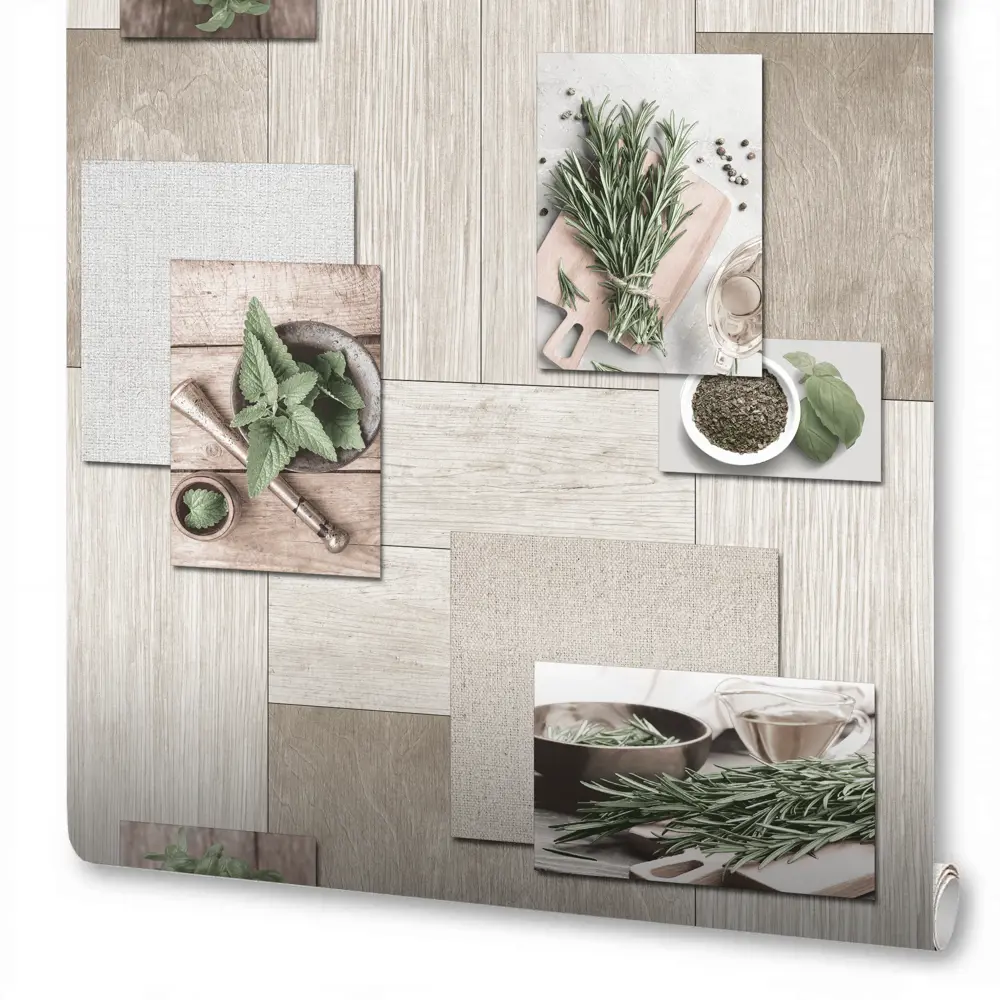 Виниловые обои АНТУРАЖ Mint с текстурой дерева, бежевые 83411468