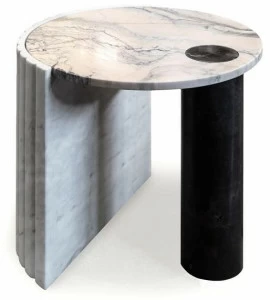 Mambo Unlimited Ideas Высокий круглый мраморный журнальный столик Helene