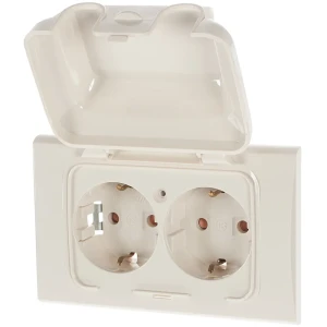 Розетка Legrand Anam Zunis с заземлением, 2 разъема, со шторками, цвет бежевый