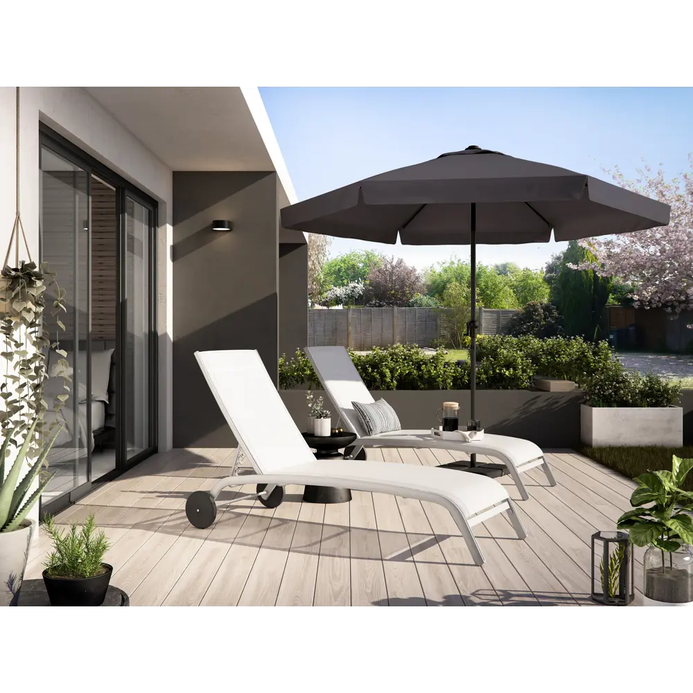 Шезлонг с колесами Naterial Lyra 207х63 см алюминий/ текстиль светло-серый STLM-2149023 - Вид №6