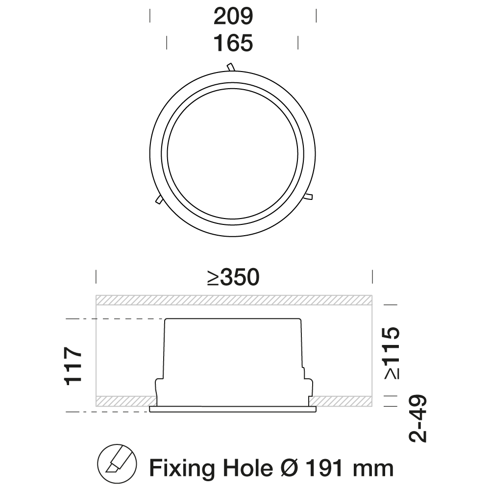 8534569 Встраиваемый в потолок светильник Platek ASTER Large  ASTER Large PRO - 1 COB 4000K Asymmetrical  - Вид №2