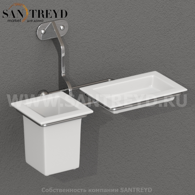 741190 Мыльница и стакан для зубной щётки, цвет Хромированный Kerasan ACCESSORIES Италия 