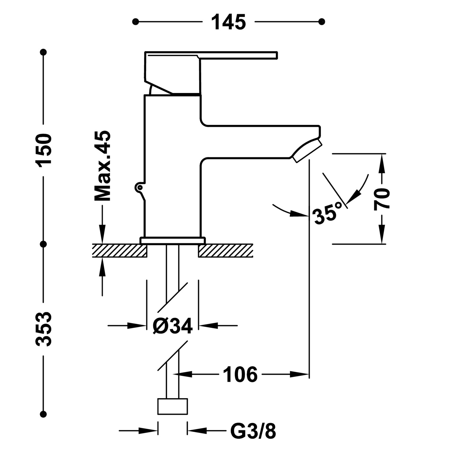 Смеситель для раковины LEX-ALP с одной ручкой-181103 TRES - Вид №1