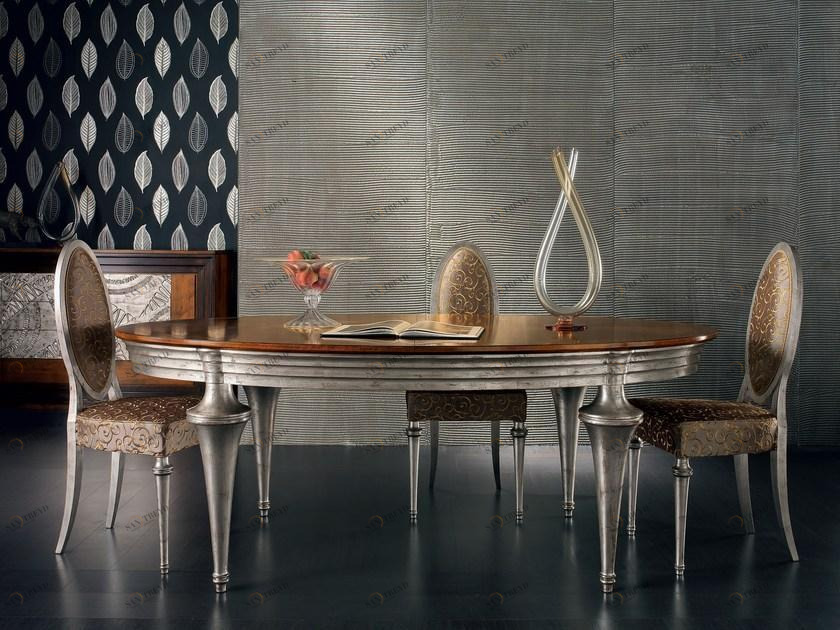 Cantiero Стол овальный раздвижной сусальное серебро Étoile day El009/ar