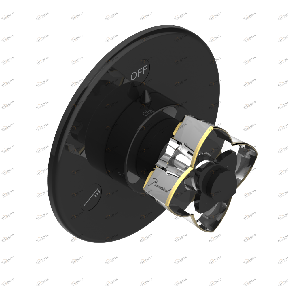 U6E-48M2SB Trim for wall mounted diverter, 2 ways - ref. 48M2 and 3 ways - ref. 49M3 Thg-paris Pétale de Cristal, прозрачный хрусталь с золотой каймой Покрытие PVD бронза U6E-48M2SB CAT.F