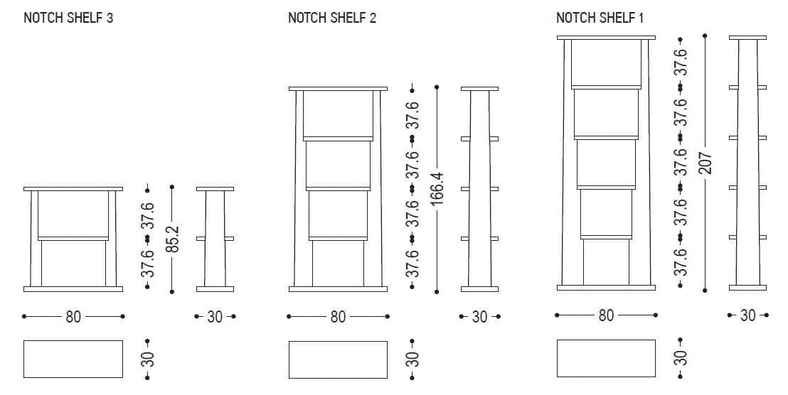 Двухсторонний книжный шкаф из дерева briccola Riva 1920 NOTCH SHELF ARCH-00024818 - Вид №4