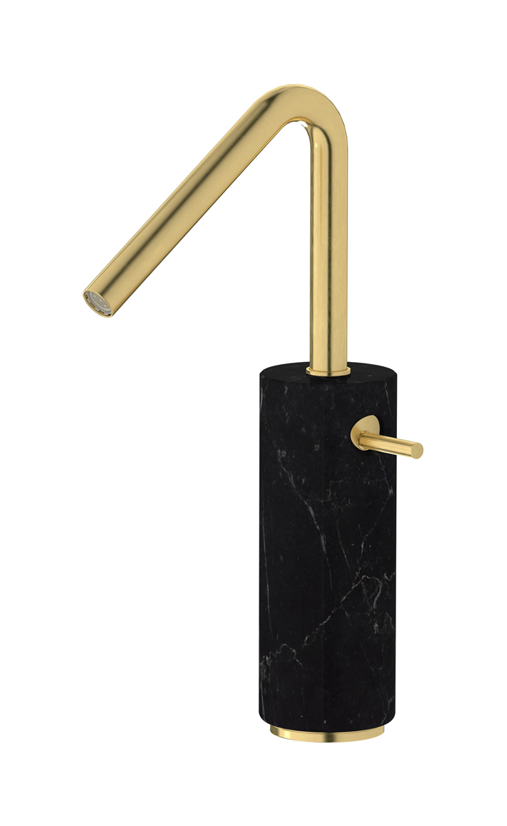 Высокий смеситель для раковины на 1 отверстие в комплекте с донным клапаном WE ARE IB mr202on_2 Natural Brass Marmo