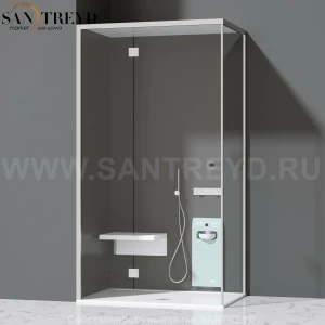 Effegibi FITBOX B Душевая кабина с профилем из алюминия. Установка: в левый угол. Размеры: длина 119 см, Дверные петли на стекле FB10010003