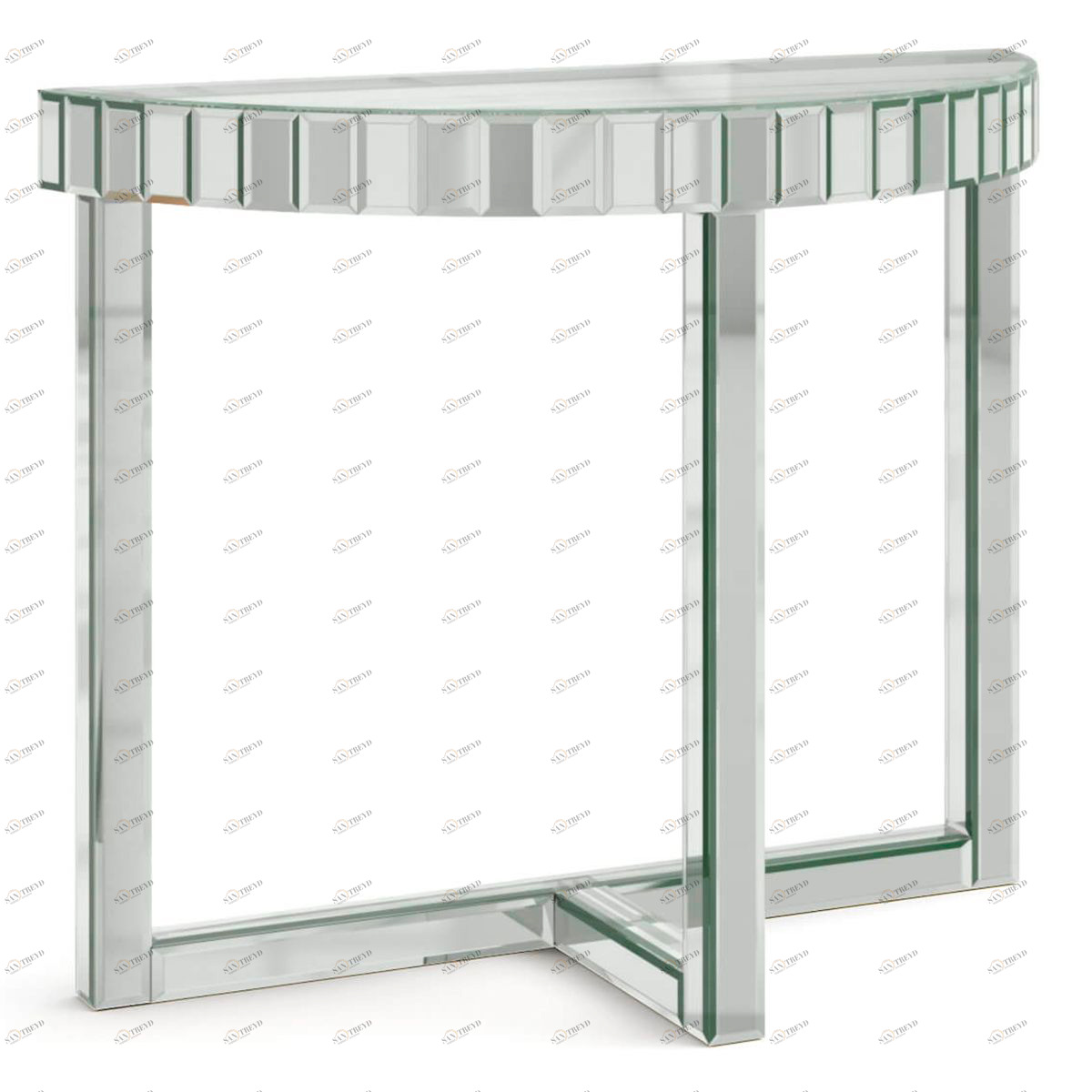 Консоль зеркальная полукруглая серебро "Шарпэн" GRAUM  304032 Зеркальный 