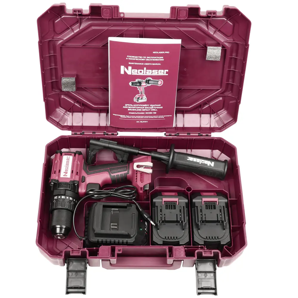 Дрель-шуруповерт аккумуляторная Neolaser NCDB-150 NL, 20 В Li-Ion 2x2.5 Ач STLM-2071265 - Вид №1