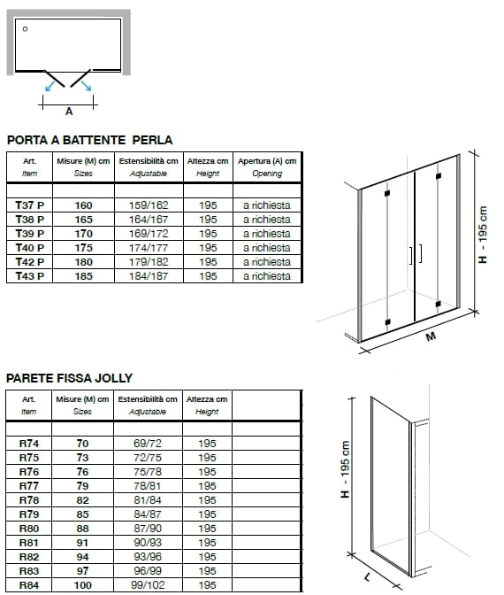 Хрустальная ниша душевая кабина с распашной дверью Metidea топ ARCH-00037202 - Вид №2