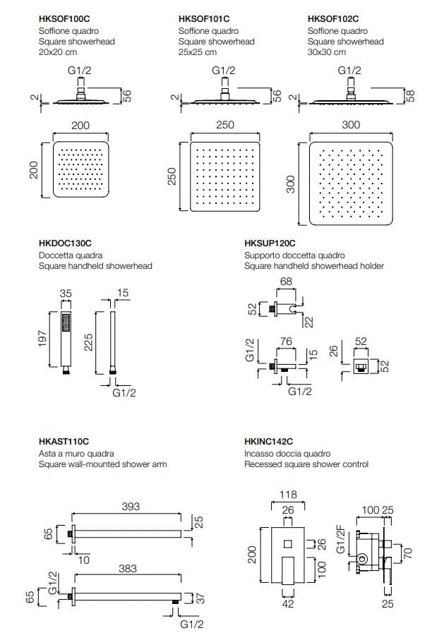 Набор для душа из латуни с ручным душем TAMANACO SET QUADRO ARCH-00133294