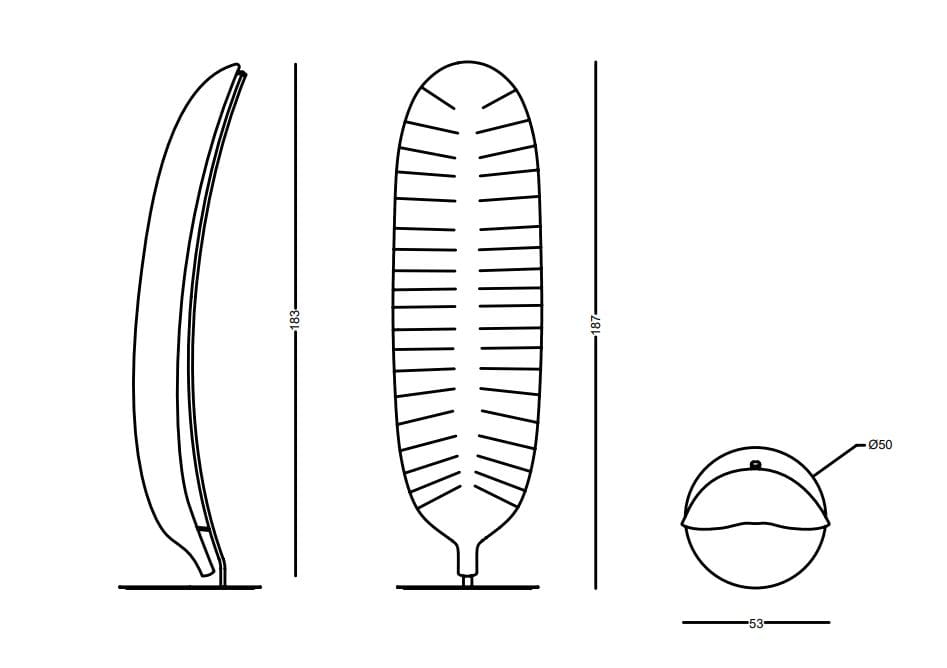 Светодиодный напольный светильник из полиэтилена SLIDE банановый лист ARCH-00033123 - Вид №2