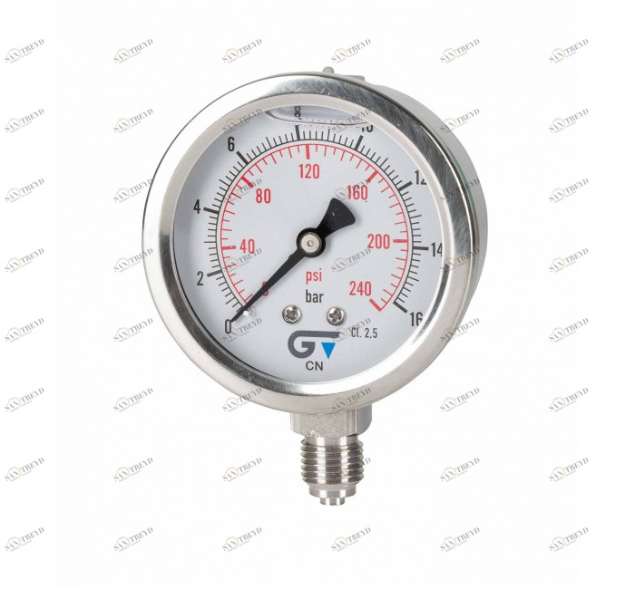 GENEBRE 3814 010 Манометр Ø 63 с глицерином, нижнее соединение, резьба BSP 