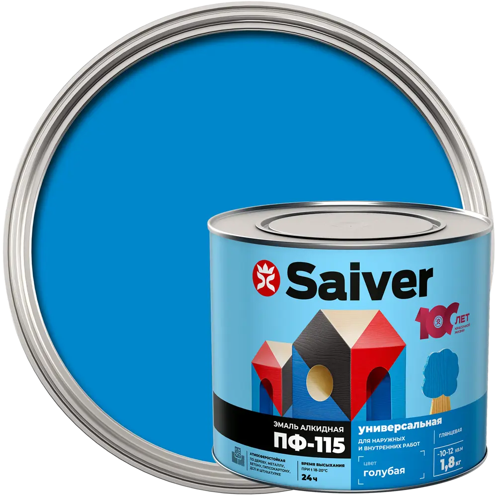 Эмаль ПФ-115 Saiver Lux глянцевая цвет голубой 1.8 кг 83402364 STLM-2151807 