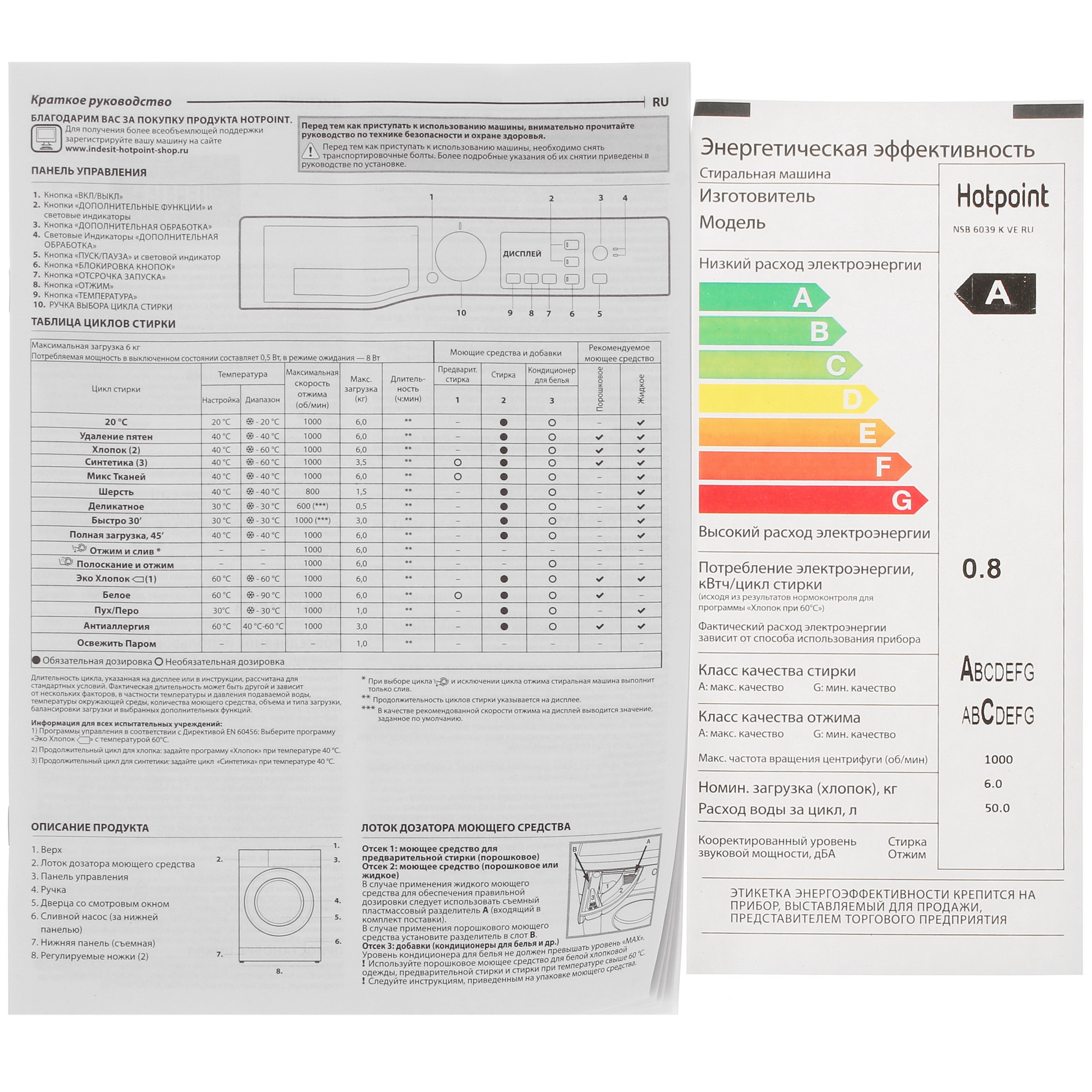 9959135 Стиральная машина Hotpoint NSB 6039 K VE RU белый STDN-0107882 - Вид №9