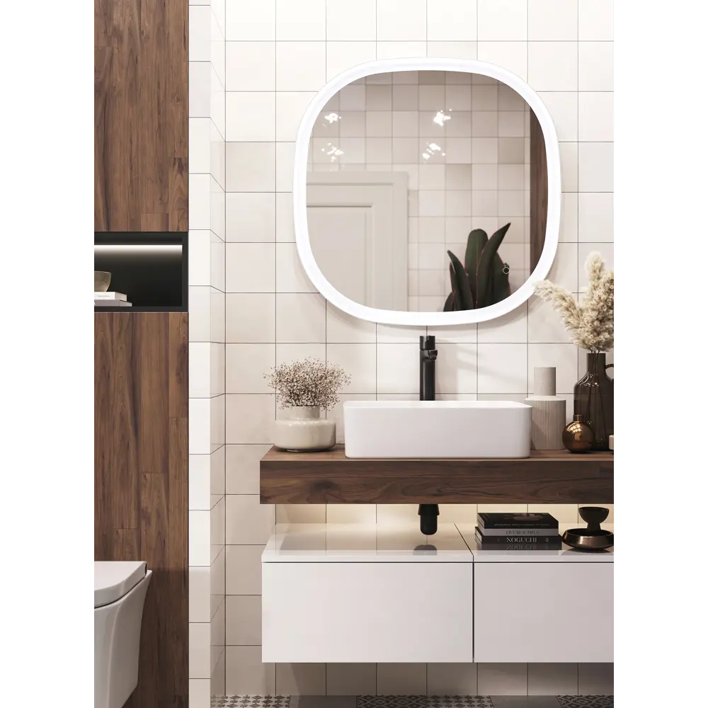 Зеркало для ванной Omega Glass Океан SD53 с подсветкой 80x80/88x88 см квадратное STLM-2148965