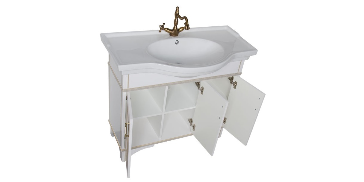 Комплект мебели Aquanet Валенса 100 белый краколет/золото 00182921 - Вид №4