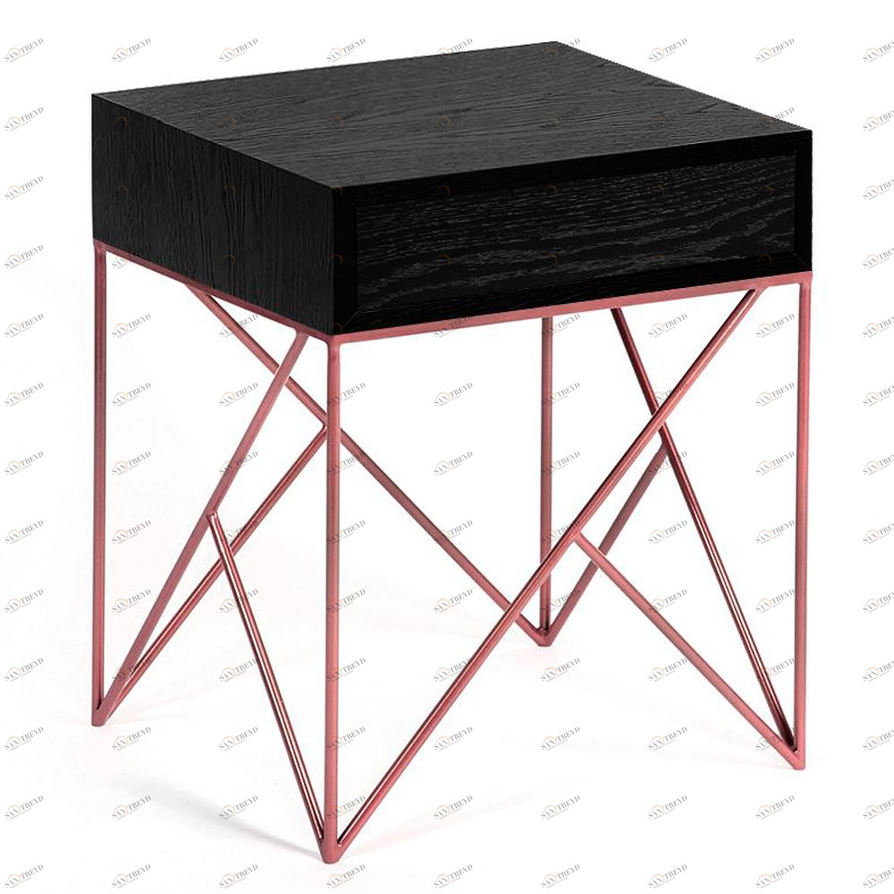 Тумбочка прикроватная с ящиком черный дуб и медь Prince INTELLIGENT DESIGN  260689 Черный 