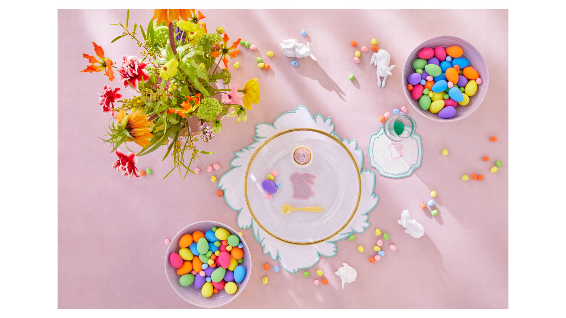 10677590 Truffle Bee Набор плейсматов Truffle Bee Easter Bunny Linen little 46х46см, 2шт, бело-розовый, лен Ткань  - Вид №1
