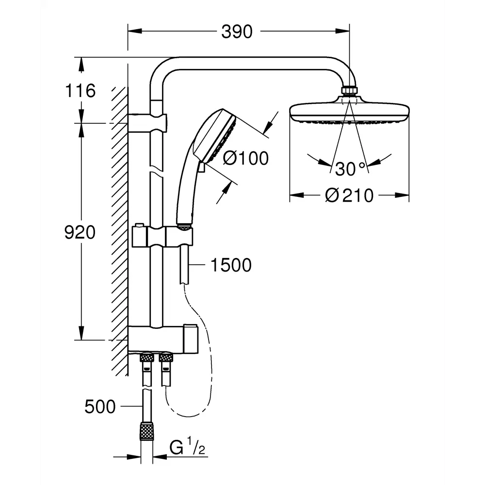 Душевая система Grohe Vitalio Start Clova с переключателем 83596588 STLM-2072464  - Вид №2