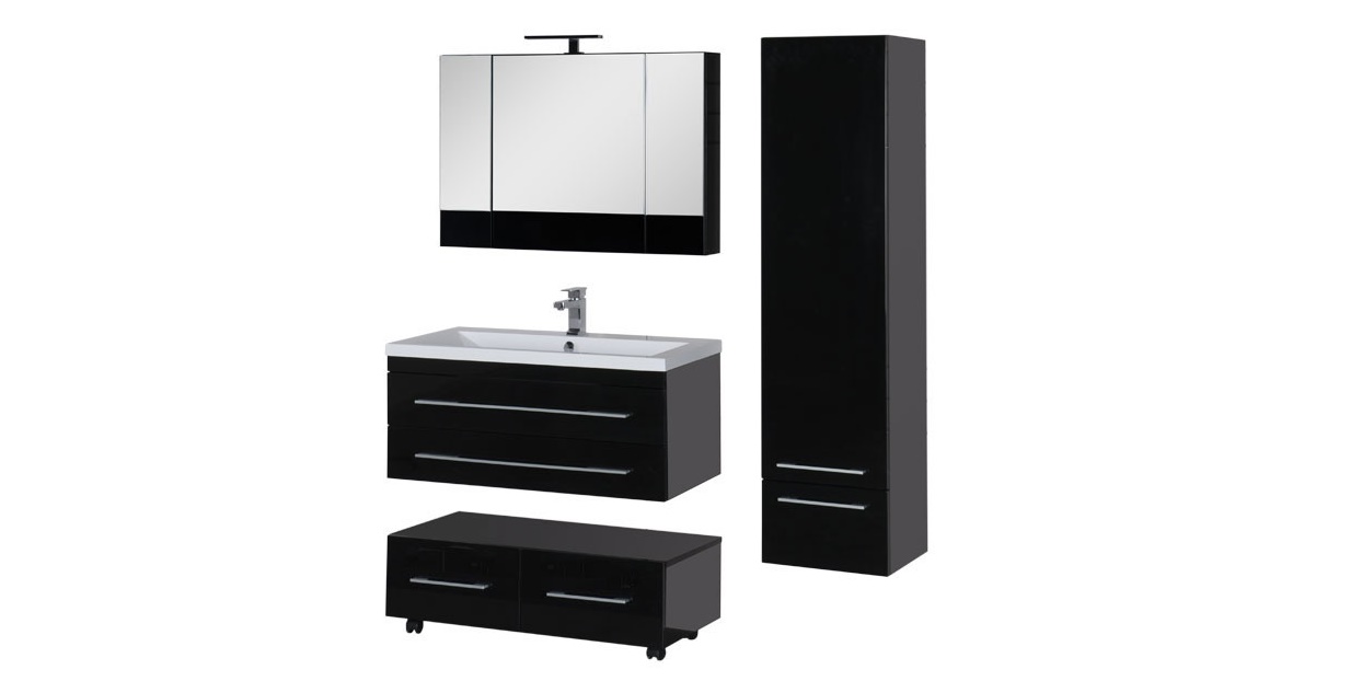 Комплект мебели Aquanet Нота 100 черный (камерино) 00168974 - Вид №1