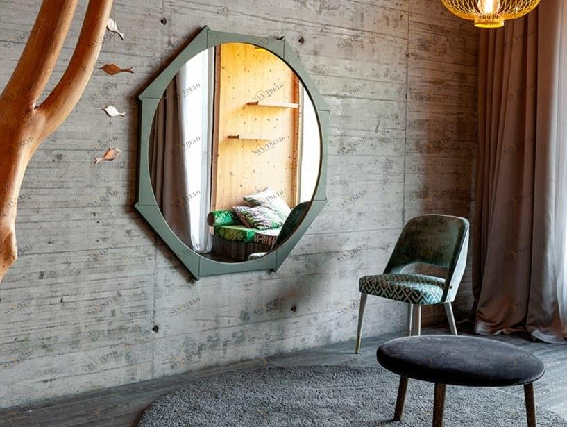 Devina Nais Круглое зеркало из массива дерева в раме sun-id-1406136