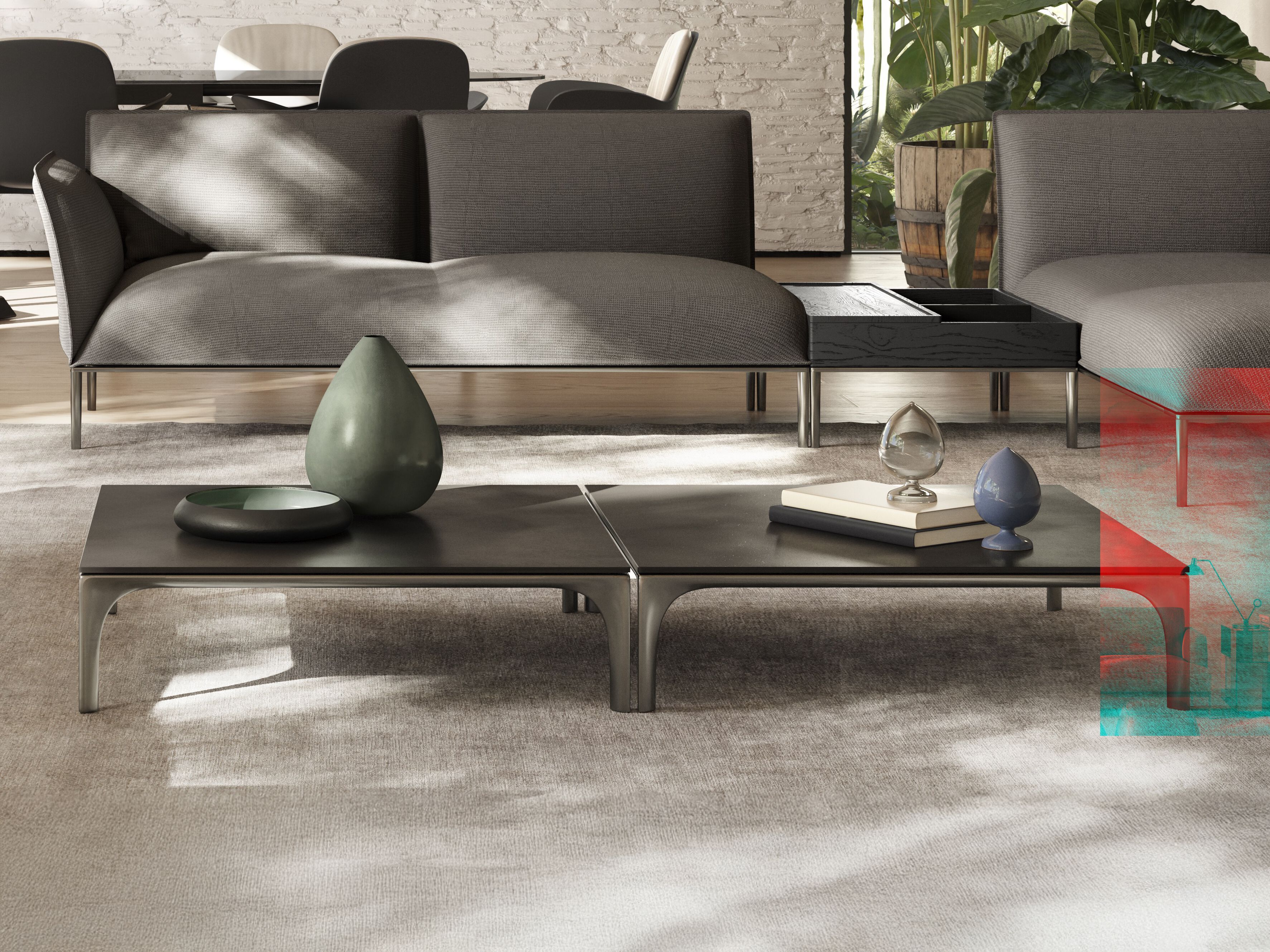 Низкий квадратный журнальный столик с гранитной столешницей Natuzzi Italia Skyline ARCH-00112647 - Вид №2