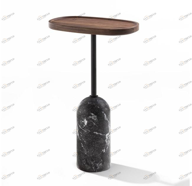 Porada Овальный журнальный столик из мрамора и столешница из ореха каналетта Twenty sun-id-1429439