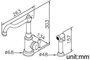 JUSTIME Смеситель для кухни с вытяжным душем Classik 6703-96-82bb - Вид №1