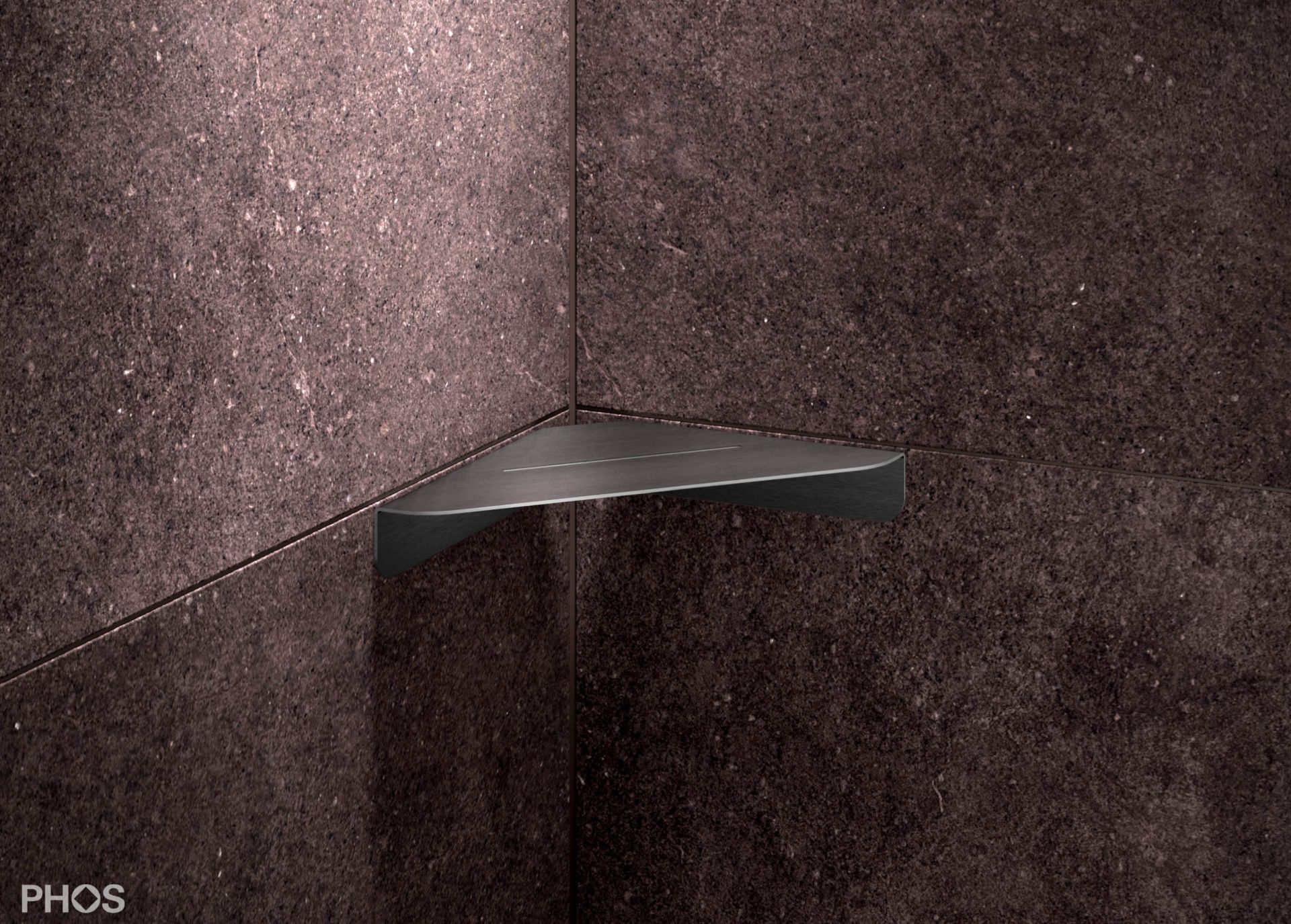 DAE230K Клееная угловая душевая полка, 23 x 23 см, шлифованная вручную PHOS  - Вид №2