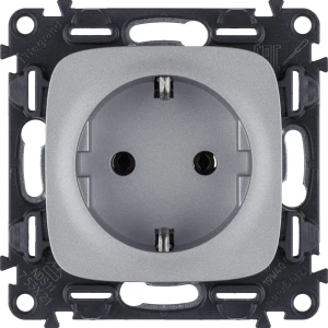 Розетка Legrand VLN-A 2 контакта с заземлением цвет алюминий 82169364 STLM-2055824