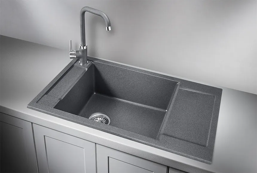 7806, ГРАФИТ (ЧЁРНО-СЕРЫЙ), кухонная мойка, кварц GRANULA 7806-ST185