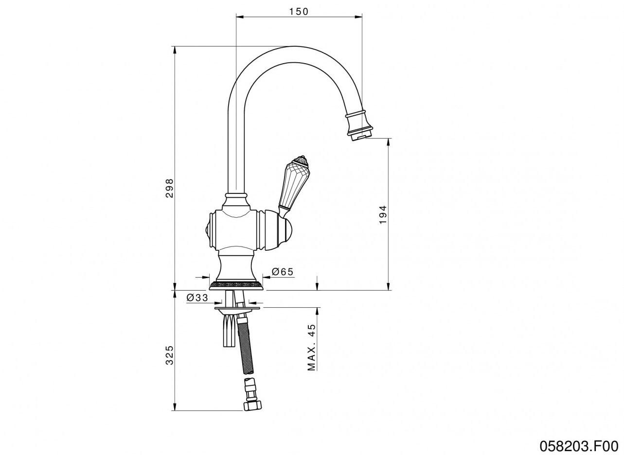 Bronces Mestre Смеситель для умывальника с кристаллами swarovski® с глянцевой поверхностью Adriatica 058203.f00.50 - Вид №1