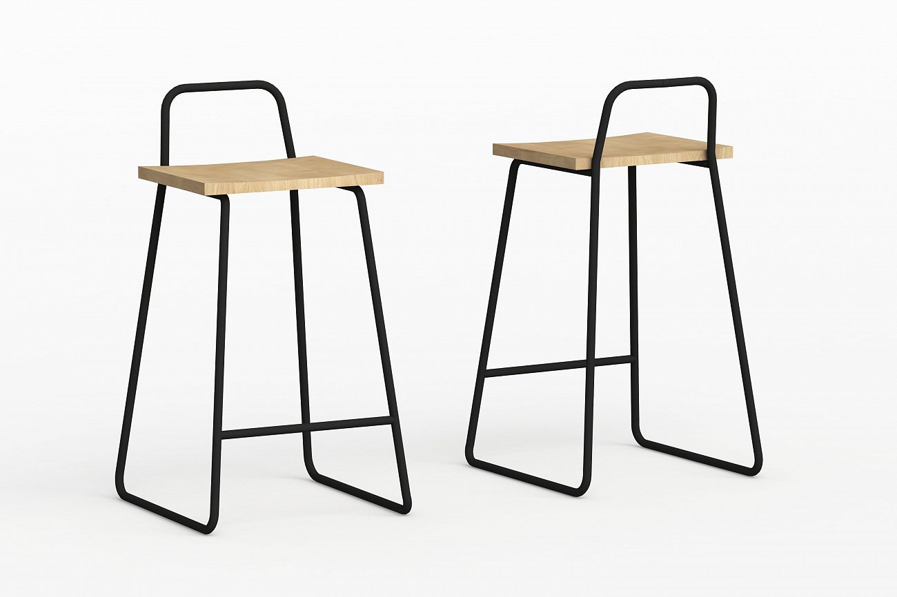 Барный стул с деревянным сиденьем черный Bauhaus WOODI  00-3966221 Черный  - Вид №5