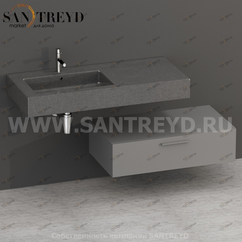 S09024TO2 Тумба с 1 ящиком 90 см серая Globo ARREDO WOOD Италия Ceramica Globo