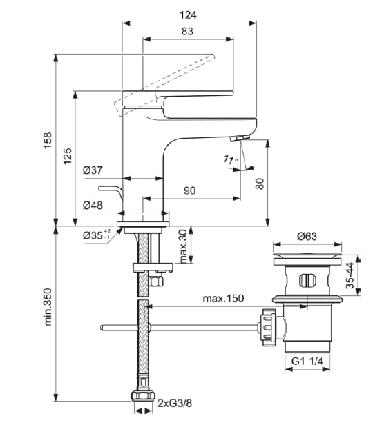 Однорычажный смеситель для раковины Ideal Standard CERAFINE O ARCH-00031134 - Вид №4