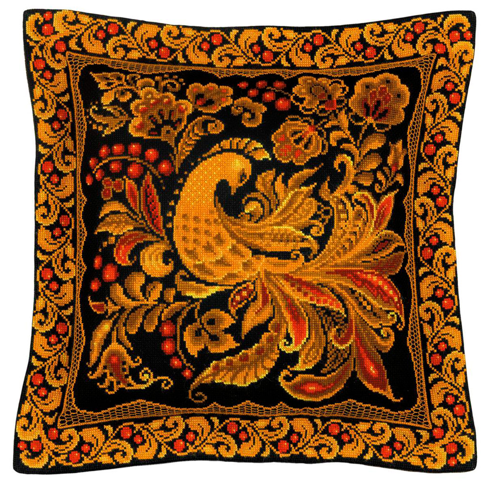 1758 Набор для вышивания Подушка/Панно Хохлома 40 х 40 см RIOLIS Сотвори Сама 