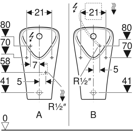 501.655.00.1 Geberit Urinal Narva, Zulauf von hinten, Abgang nach hinten oder unten Geberit  - Вид №3