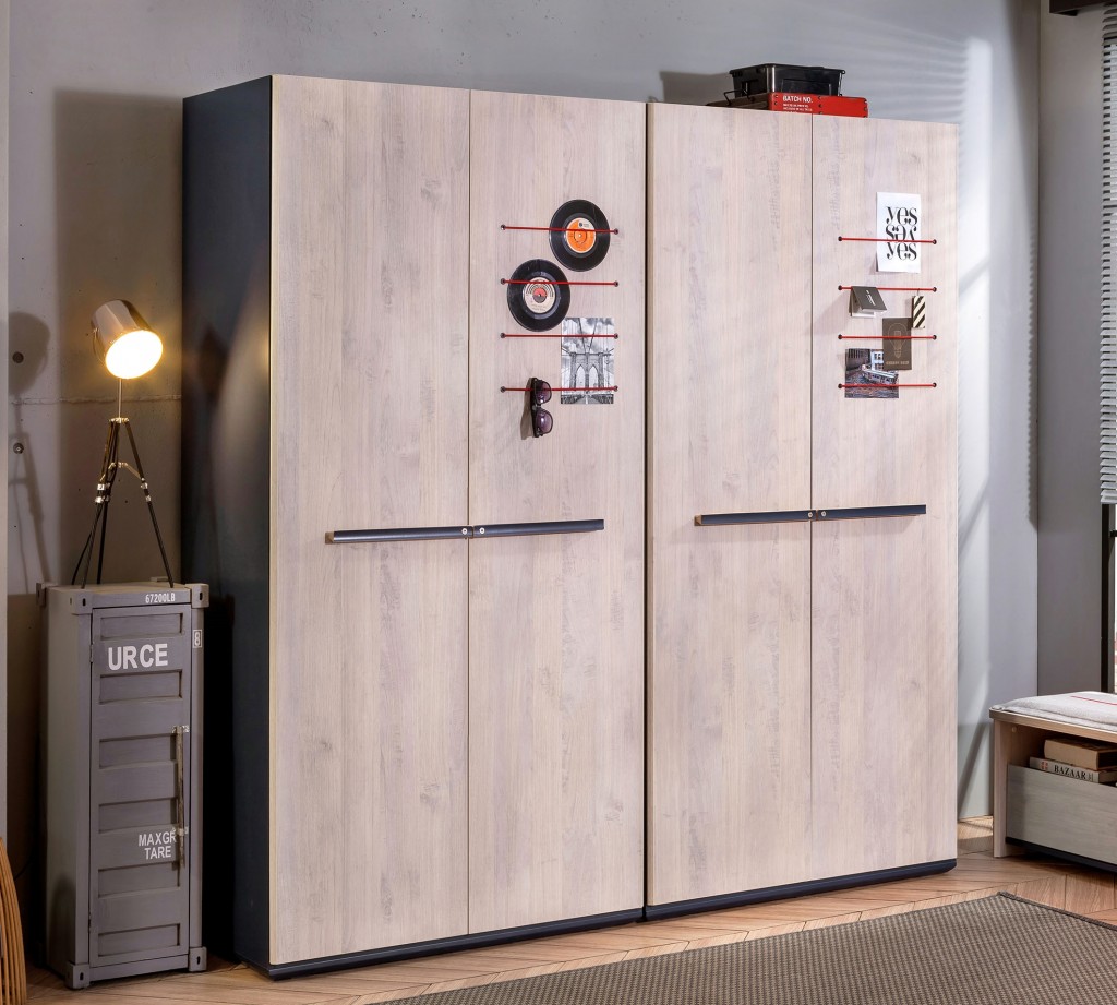 Шкаф распашной двухдверный бежевый Trio CILEK TRIO 00-3832150 Бежевый;серый Santreyd - Вид №4