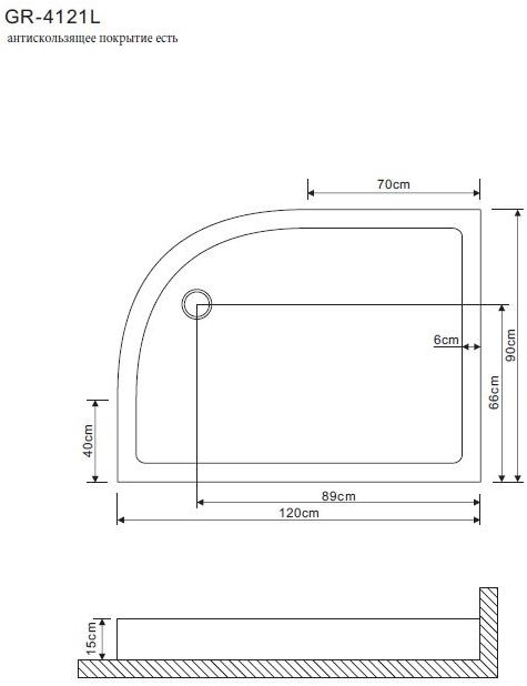Душевой поддон GROSSMAN 120*90*15 левый для GR-4121L GR-41210920L - Вид №1