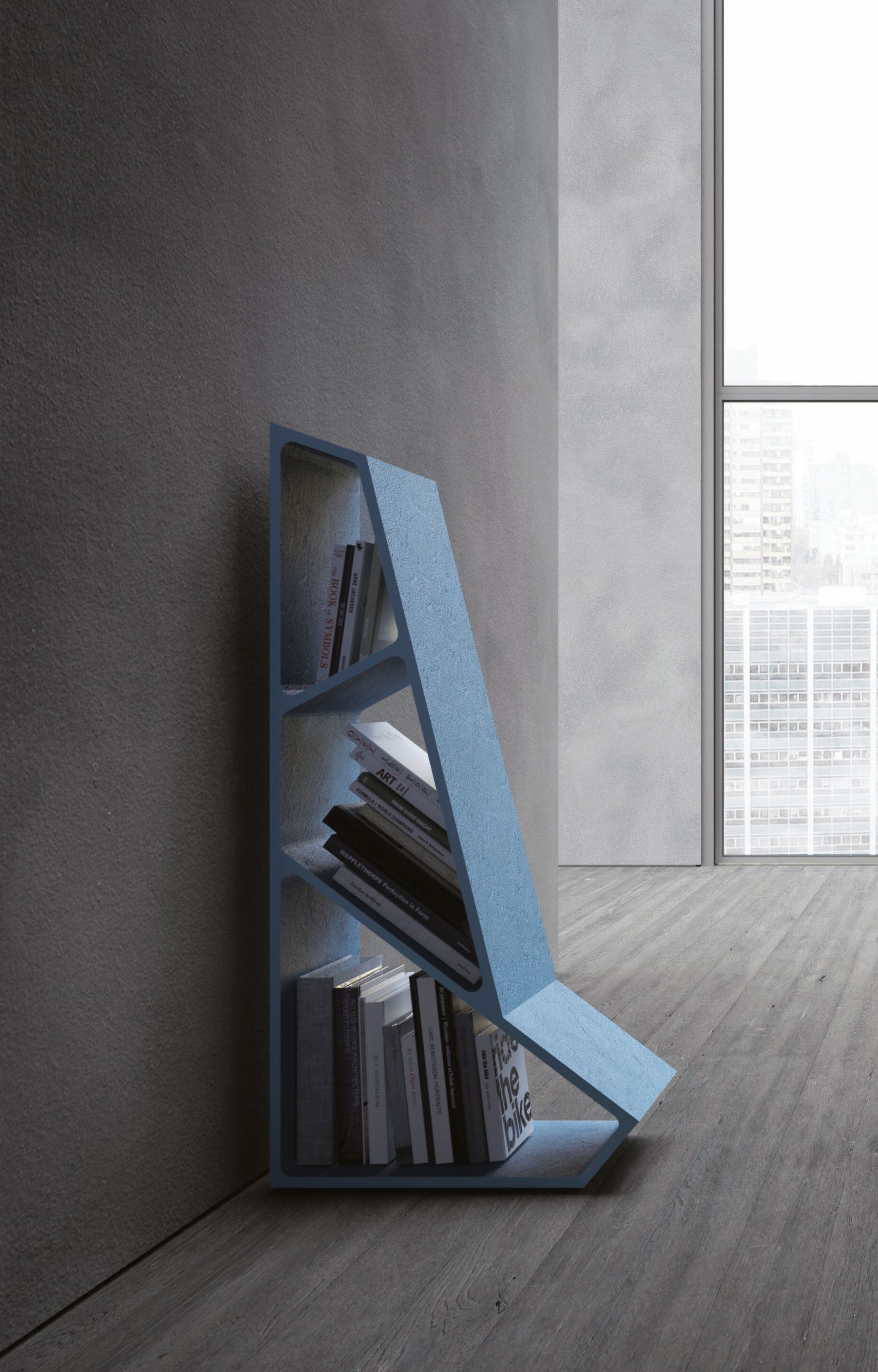 Двухсторонний книжный шкаф из лакированного бетона Voltan 555 ARCH-00092701