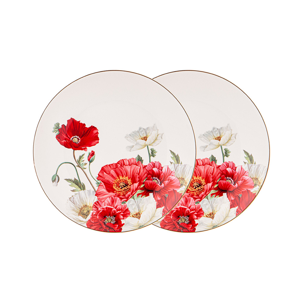 104-768 Посуда фарфоровая Маки набор закусочных тарелок 20.5 см Lefard 