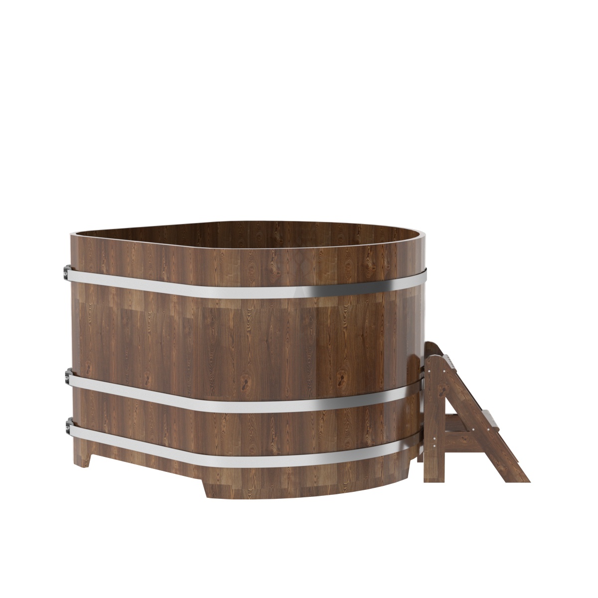 1583 Купель угловая из сращенных ламелей лиственницы 1,37х1,37х1,0 морёная Alyarus  - Вид №3