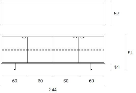 Pacini & Cappellini Комод из фанерованной древесины с распашными дверцами Sistema wing sun-id-1441776 - Вид №2