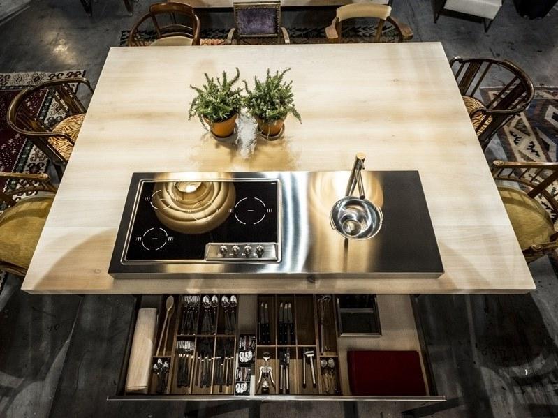 ALPES-INOX Снек-остров из нержавеющей стали и дерева Liberi in cucina sun-id-1416691 - Вид №2