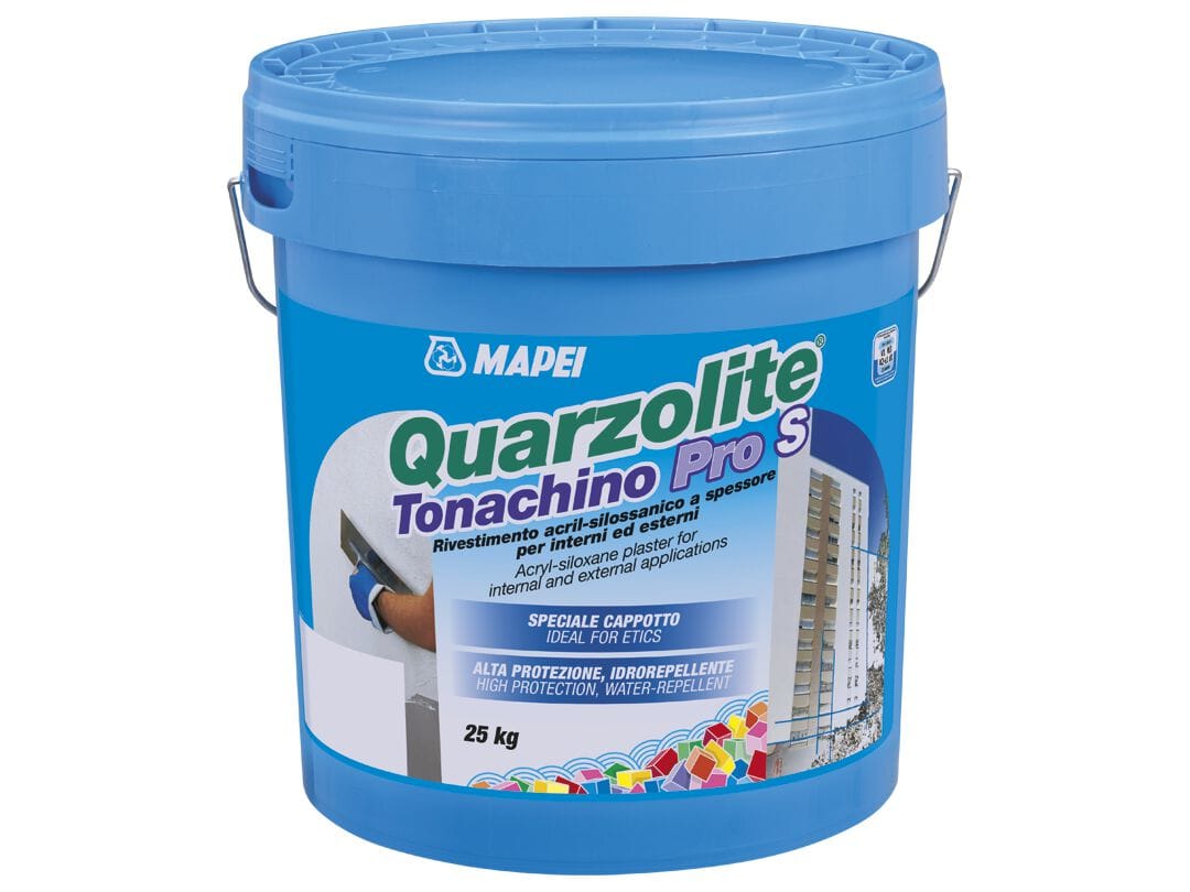 Толщина акрил-силоксанового покрытия для внутренних и наружных работ MAPEI QUARZOLITE TONACHINO PRO S ARCH-00001356 - Вид №1