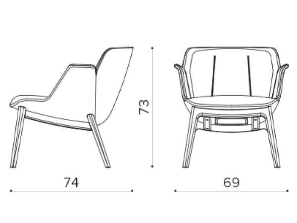 HV 7094 Armchair with 4 legs wooden base True Design Hive - Вид №1