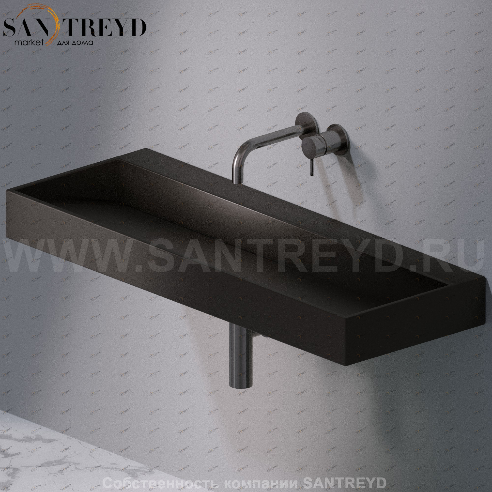 L012T1RPV4.105 Подвесная раковина настенная прямоугольная A. e T. Italia P35 черная AeT ITALIA