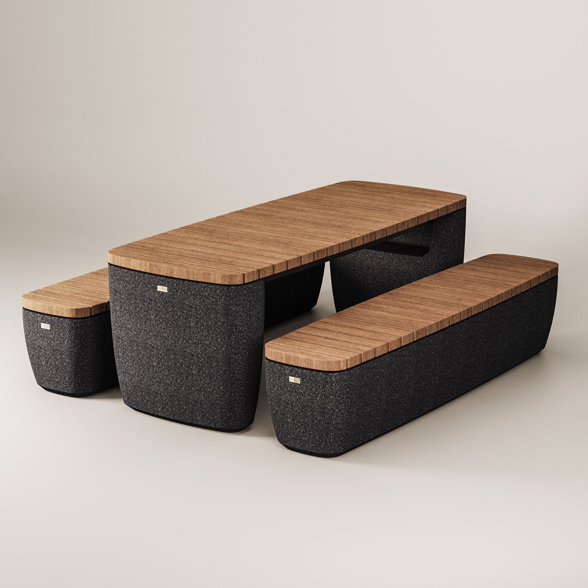 Прямоугольный стол для общественных мест из бетона и дерева Kremen ARCH-00055578 - Вид №3